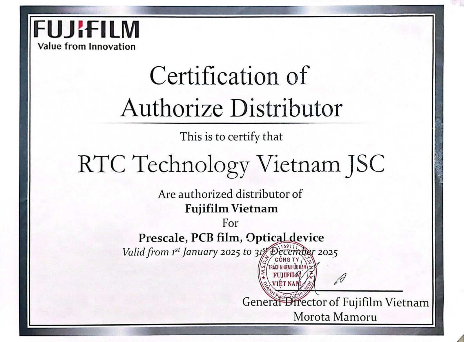 giay-chung-nhan-fujifilm-authorized-distributor-rtc-technology-vietnam