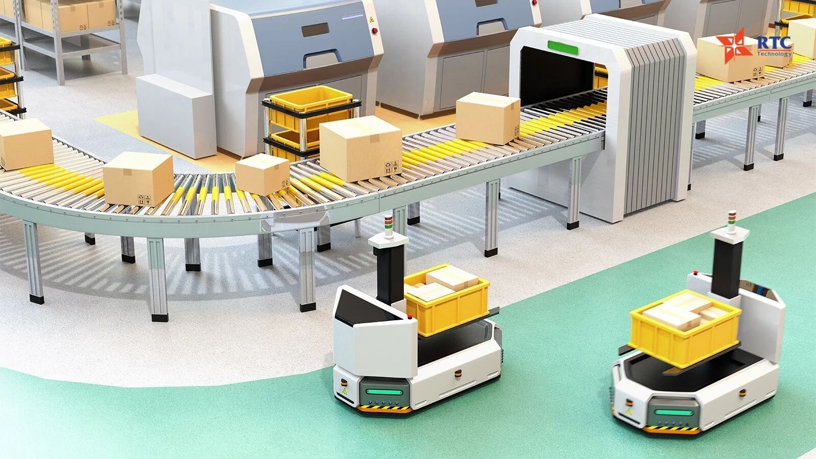 Hệ thống robot tự hành trong logistics nội bộ giúp tối ưu chuỗi cung ứng bên trong nhà máy