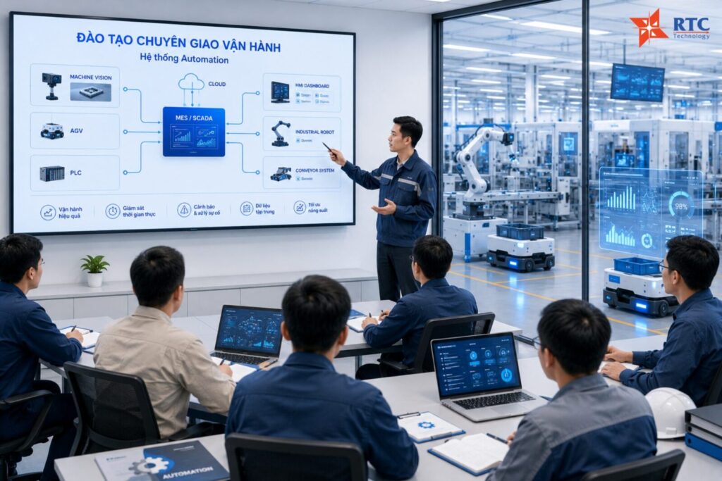 Buổi đào tạo chuyển giao vận hành hệ thống automation cho đội kỹ thuật nhà máy