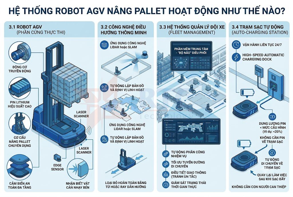 AGV cho pallet: Giải pháp thay thế xe nâng trong kho hiện đại