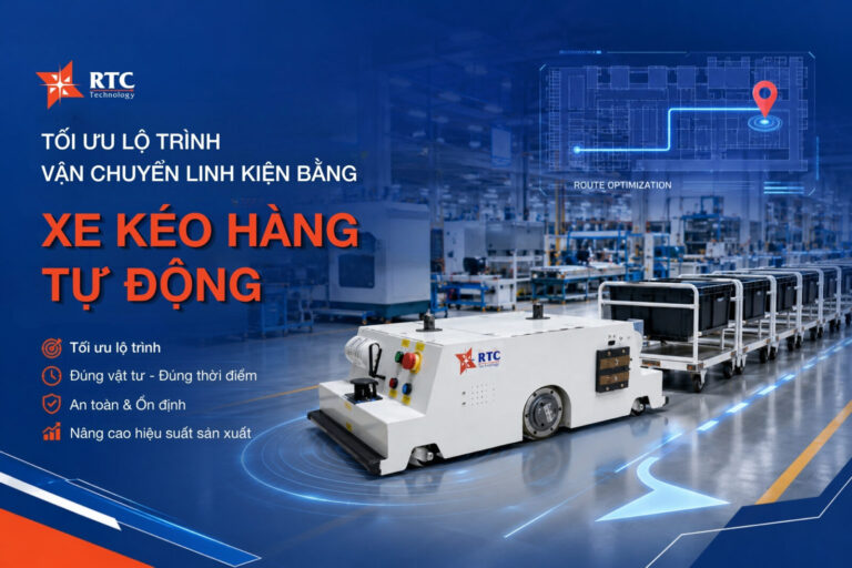 Tối ưu lộ trình vận chuyển linh kiện bằng xe kéo hàng tự động