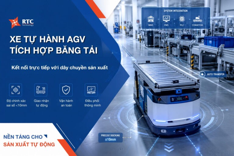 Xe tự hành AGV băng tải: Mắt xích kết nối dây chuyền sản xuất tự động